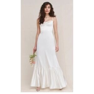 NWT Reformation Women's Venetia‎ Dress in Ivory Size 12 Silk Gown Bridal Wedding